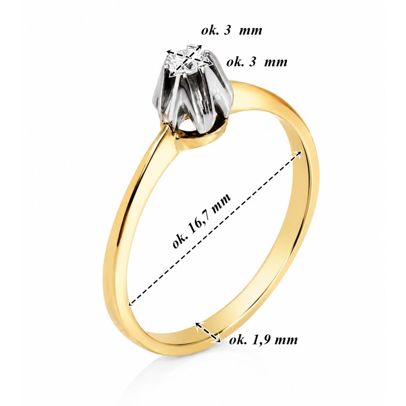 Pierścionek złoty Au 585 z diamentem 0.06ct