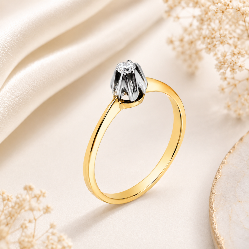 Pierścionek złoty Au 585 z diamentem 0.06ct