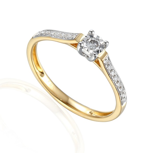 Pierścionek Au585 z diamentami R60551/0.130CT