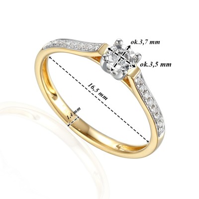 Pierścionek Au585 z diamentami R60551/0.130CT