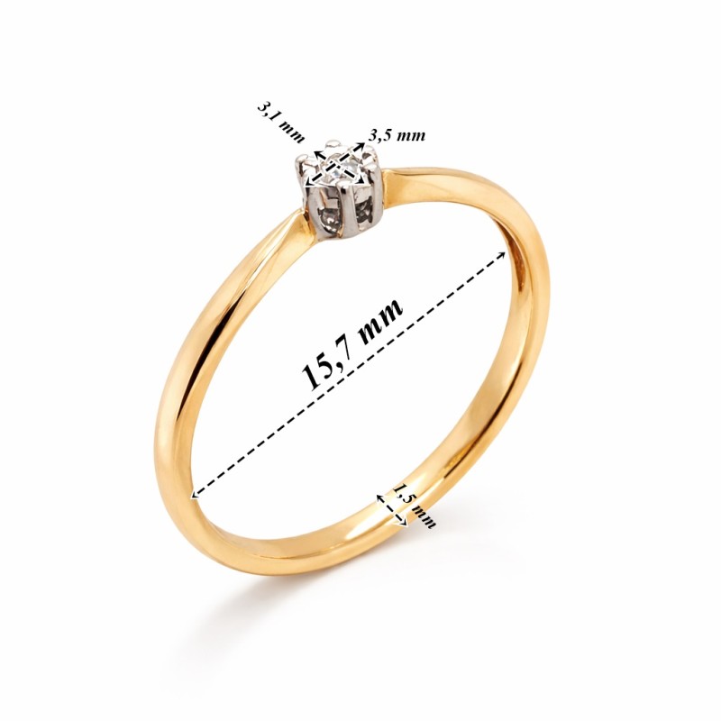Pierścionek Au 585 z diamentem R70210 