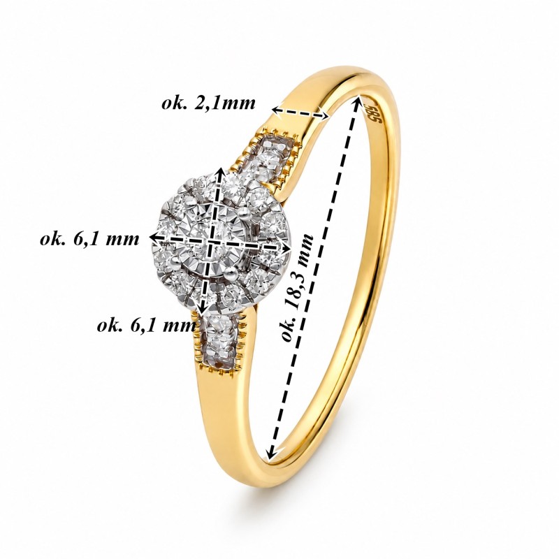 Pierścionek złoty Au 585 z diamentami 0,15ct