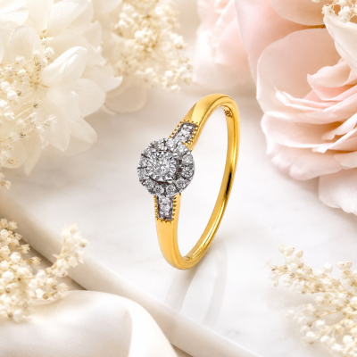 Pierścionek złoty Au 585 z diamentami 0,15ct