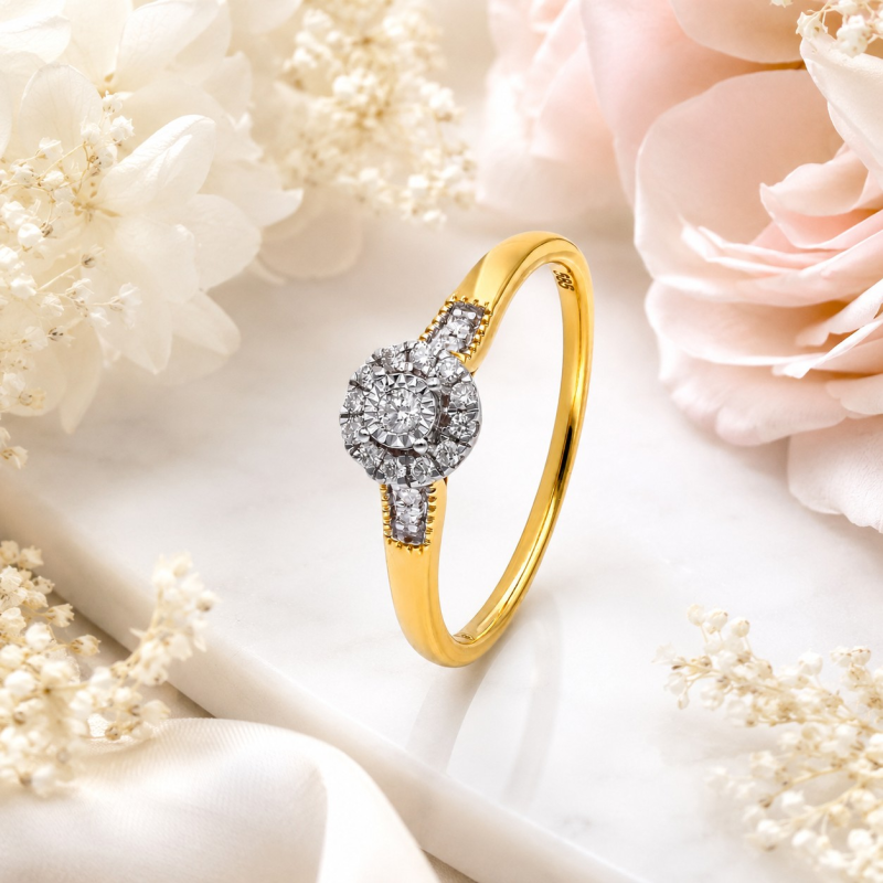 Pierścionek złoty Au 585 z diamentami 0,15ct
