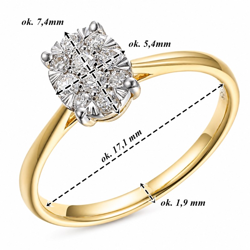 Pierścionek złoty Au 585 z diamentami 0,20ct.