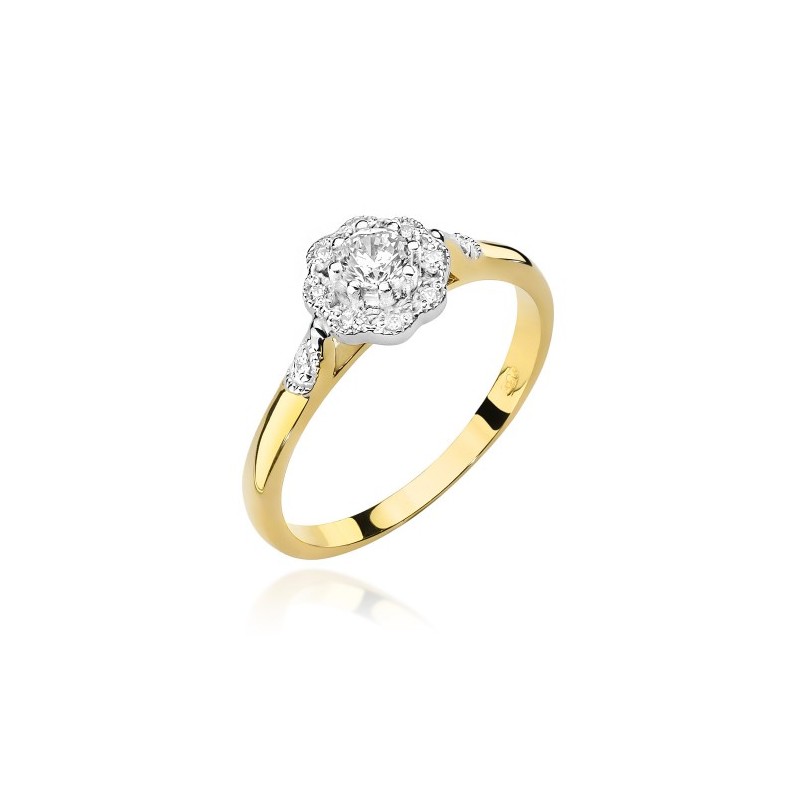 Złoty pierścionek Au 585 z diamentami 0,28ct