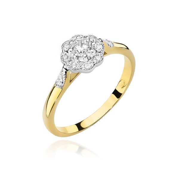 Złoty pierścionek Au 585 z diamentami 0,28ct
