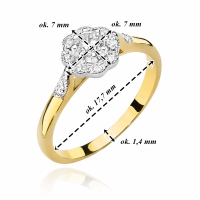 Złoty pierścionek Au 585 z diamentami 0,28ct