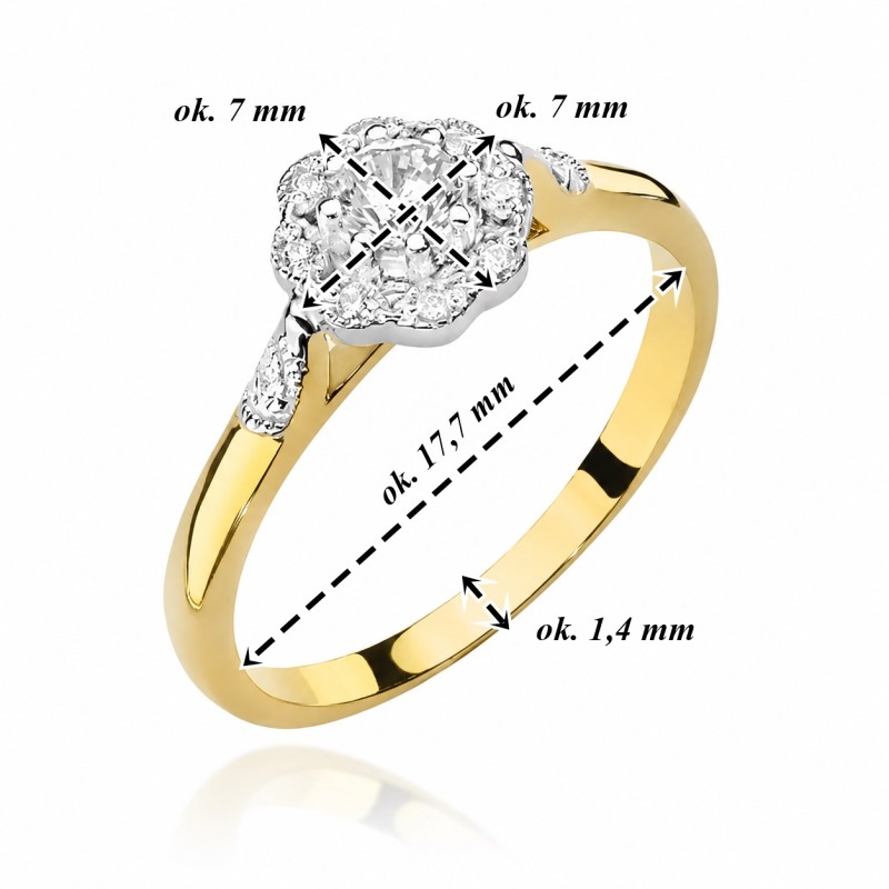 Złoty pierścionek Au 585 z diamentami 0,28ct