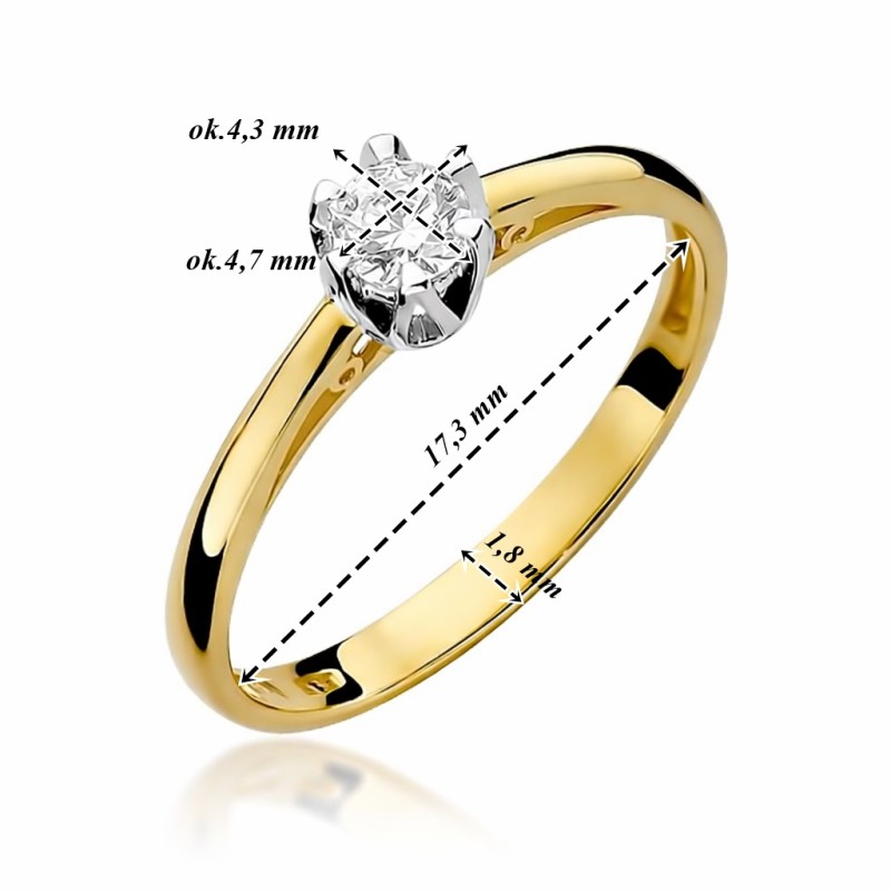 Pierścionek złoty Au 585 z diamentem 0.15ct