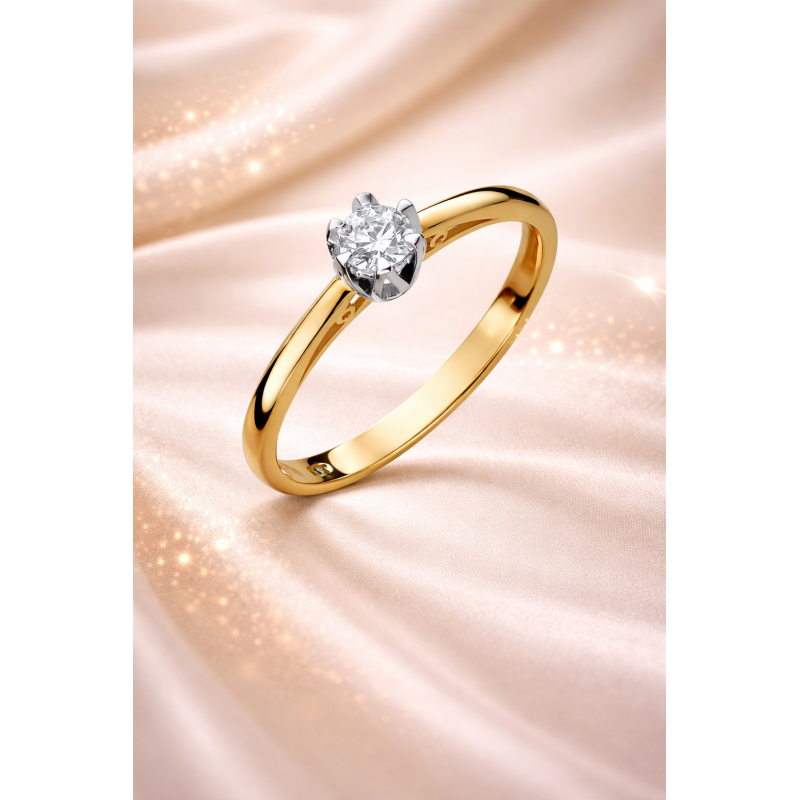 Pierścionek złoty Au 585 z diamentem 0.15ct