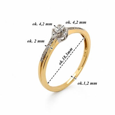 Pierścionek złoty Au 585 z diamentami 0.100ct
