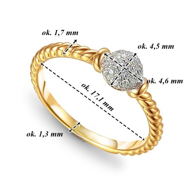Pierścionek złoty Au 585 z diamentami 0,11ct