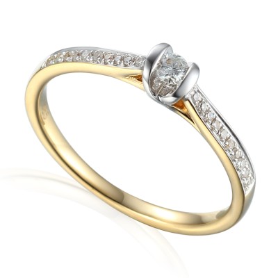 Pierścionek złoty Au 585 z diamentami 0,150ct