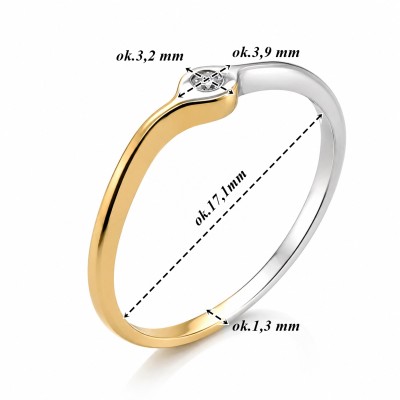 Pierścionek złoty Au 585 z diamentem 0.025ct
