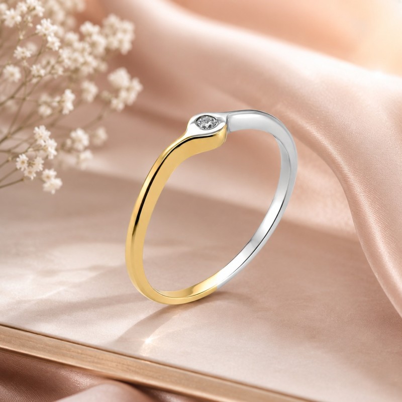 Pierścionek złoty Au 585 z diamentem 0.025ct