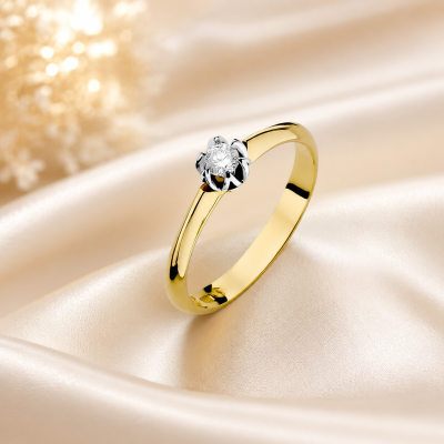 Pierścionek złoty Au 585 z diamentem 0,10ct