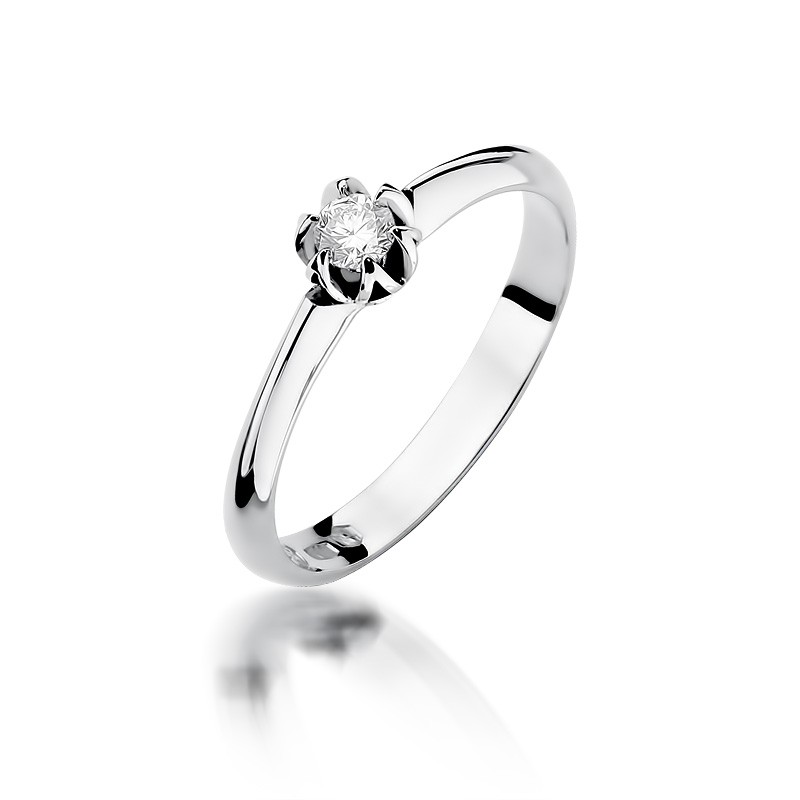 Pierścionek białę złoto Au 585 z diamentem 0,10ct