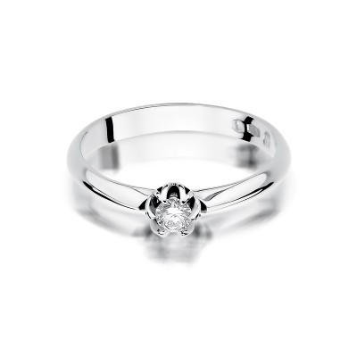 Pierścionek białę złoto Au 585 z diamentem 0,10ct