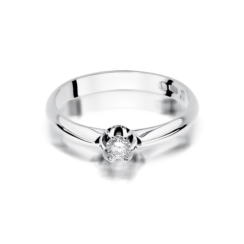 Pierścionek białę złoto Au 585 z diamentem 0,10ct