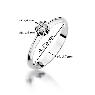 Pierścionek białę złoto Au 585 z diamentem 0,10ct