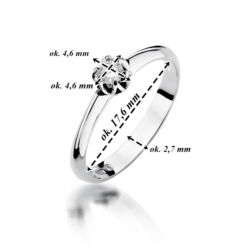 Pierścionek białę złoto Au 585 z diamentem 0,10ct