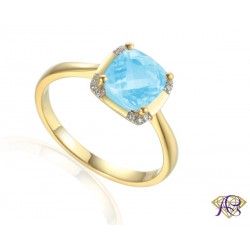 Pierścionek  błękitny topaz i diamenty R81547Y