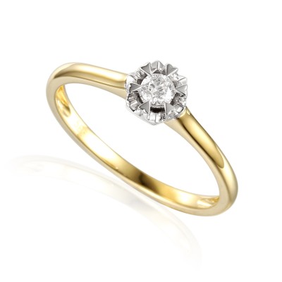 Złoty pierścionek Au 585 z diamentem 0.08ct