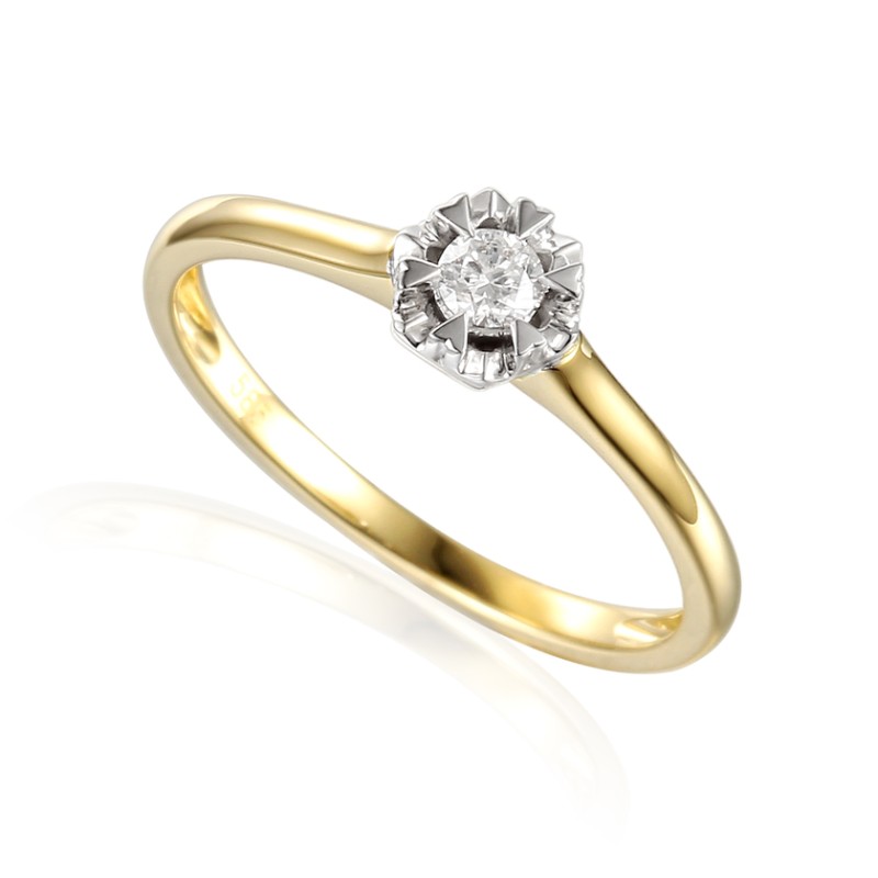 Złoty pierścionek Au 585 z diamentem 0.08ct