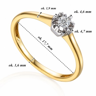 Złoty pierścionek Au 585 z diamentem 0.08ct