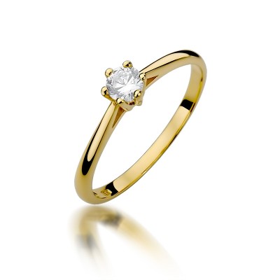 Złoty pierścionek Au 585 z diamentem 0.15ct 