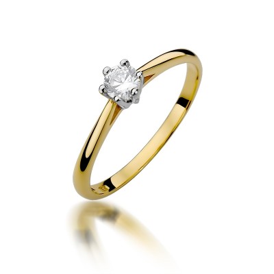 Złoty pierścionek Au 585 z diamentem 0.15ct