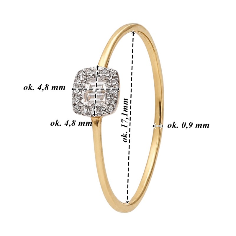 Złoty pierścionek Au585 z diamentami 0,09ct