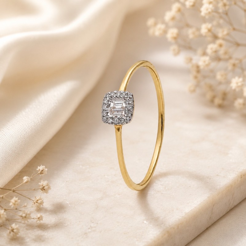 Złoty pierścionek Au585 z diamentami 0,09ct