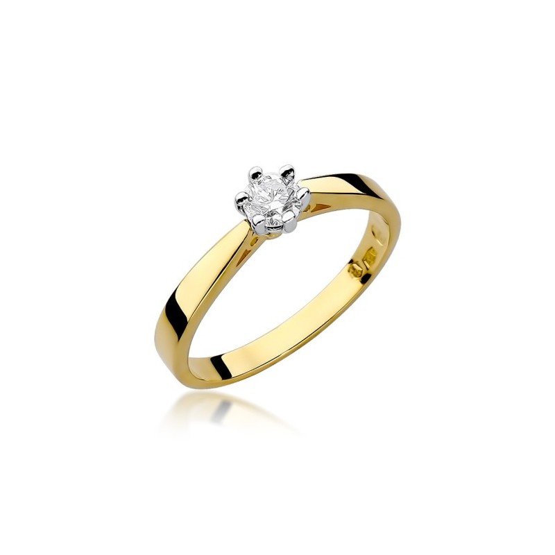 Złoty pierścionek Au 585 z diamentem 0.20ct