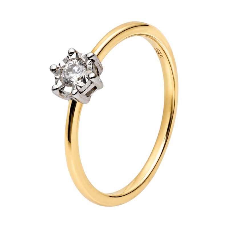 Złoty pierścionek Au 585 z diamentem 0,14ct