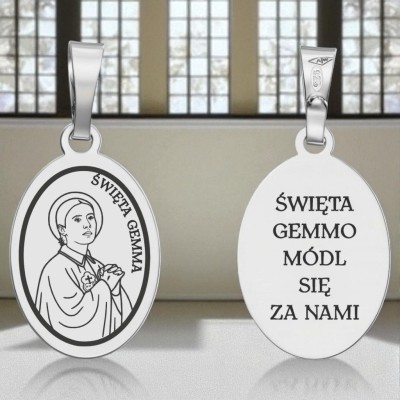 Medalik Ag 925 rodowany Św. Gemma Galgani MDC127R
