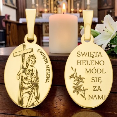 Medalik srebrny Ag 925 złocony Św. Helena MDC080G