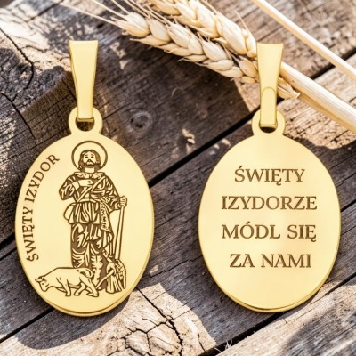 Medalik srebrny Ag 925 złocony Św. Izydor MDC083G