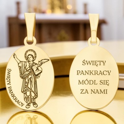 Medalik srebrny Ag925 złocony Św.Pankracy MDC084G