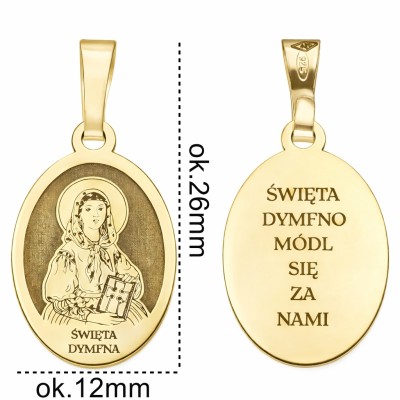 Medalik srebrny Ag 925 złocony Św. Dymfna MDC094G