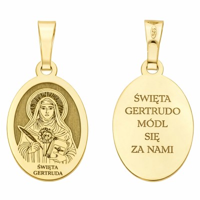 Medalik srebrny pozłacany Św. Gertruda MDC095G