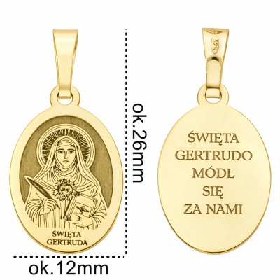 Medalik srebrny pozłacany Św. Gertruda MDC095G