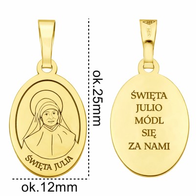 Medalik srebrny Ag 925 rodowany Św. Julia MDC096G