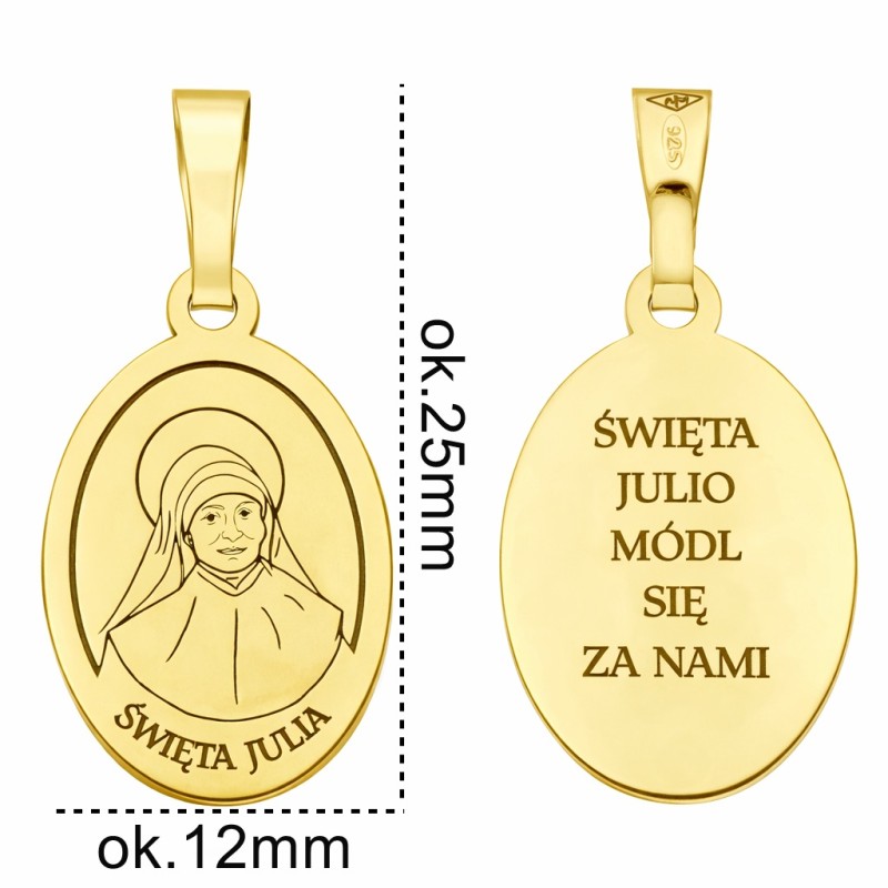 Medalik srebrny Ag 925 rodowany Św. Julia MDC096G