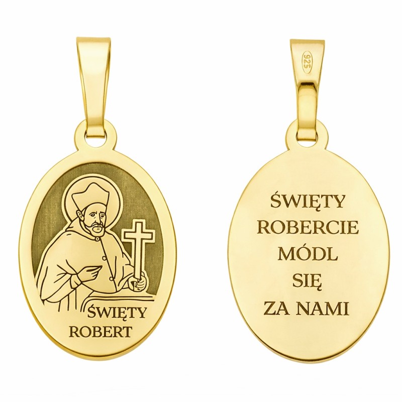 Medalik srebrny Ag 925 złocony Św. Robert MDC097G