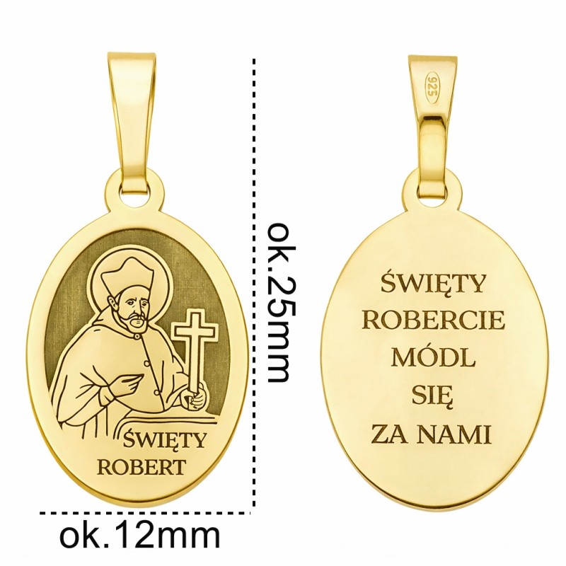 Medalik srebrny Ag 925 złocony Św. Robert MDC097G