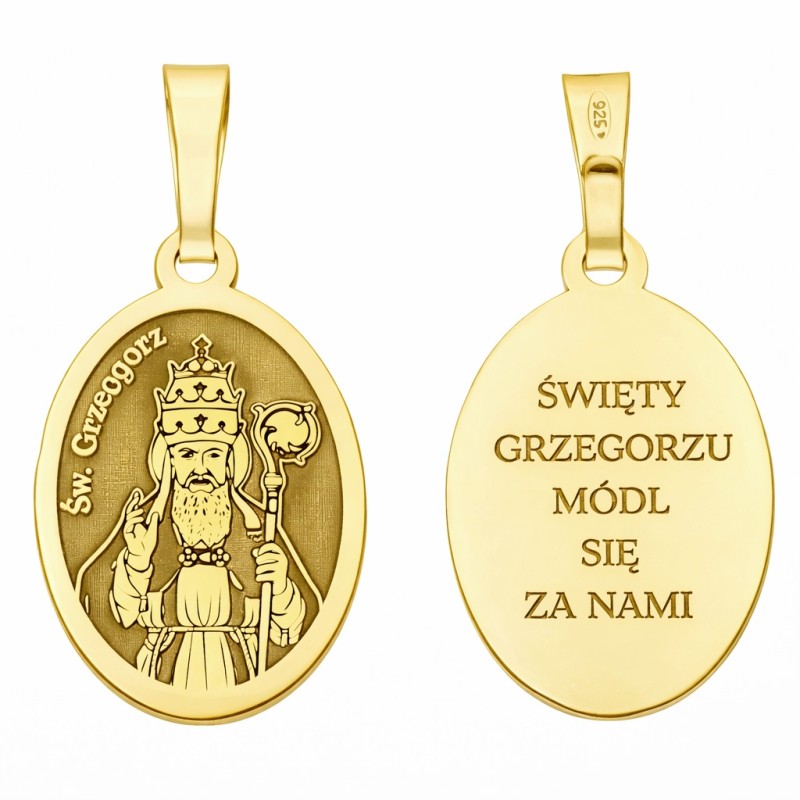 Medalik srebrny pozłacany Św. Grzegorz MDC099G