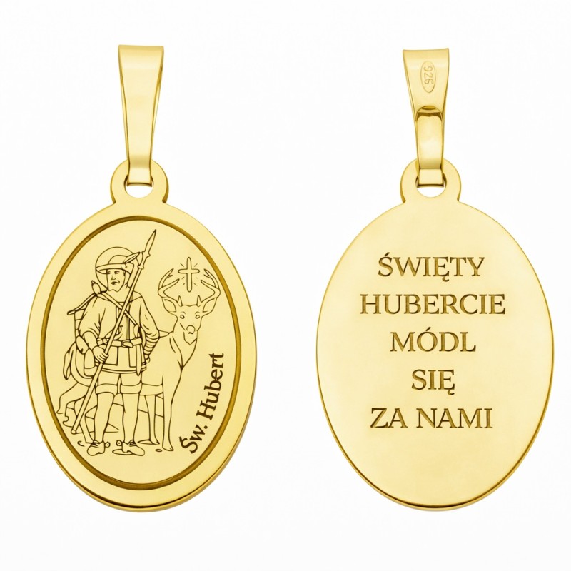 Medalik srebrny pozłacany Św. Hubert MDC100G