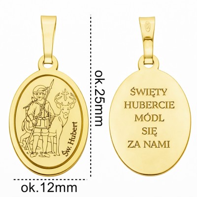 Medalik srebrny pozłacany Św. Hubert MDC100G